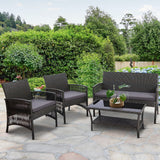 Gardeon Outdoor Furniture Set Wicker Cushion 4pc Dark Grey