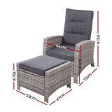 Set of 2 Sun lounge Recliner Chair Wicker Lounger Sofa Day Bed Outdoor Chairs Patio Furniture Garden Cushion Ottoman Gardeon