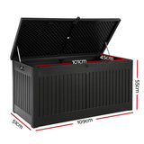 Gardeon Outdoor Storage Box Container Garden Toy Indoor Tool Chest Sheds 270L Black