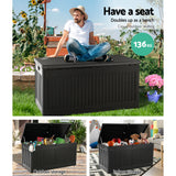 Gardeon Outdoor Storage Box Container Garden Toy Indoor Tool Chest Sheds 270L Black