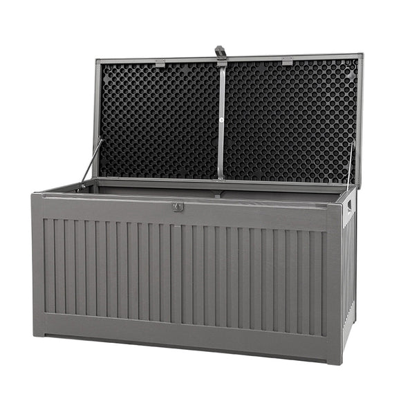 Gardeon Outdoor Storage Box Container Garden Toy Indoor Tool Chest Sheds 270L Dark Grey