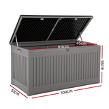 Gardeon Outdoor Storage Box Container Garden Toy Indoor Tool Chest Sheds 270L Dark Grey