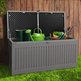 Gardeon Outdoor Storage Box Container Garden Toy Indoor Tool Chest Sheds 270L Dark Grey