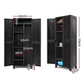 Gardeon Outdoor Storage Cabinet Lockable Tall Garden Sheds Garage Adjustable Black 173CM