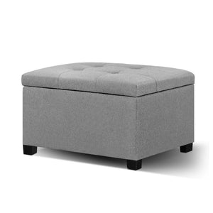 Artiss Storage Ottoman Blanket Box Linen Foot Stool Chest Couch Bench Toy Grey