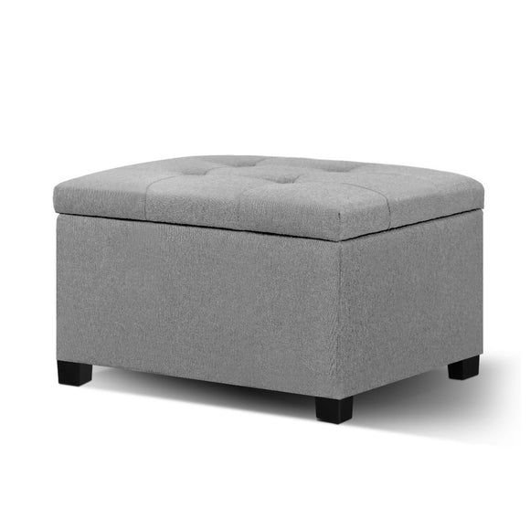 Artiss Storage Ottoman Blanket Box Linen Foot Stool Chest Couch Bench Toy Grey