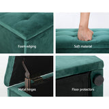 Artiss Storage Ottoman Blanket Box Velvet Foot Stool Rest Chest Couch Green