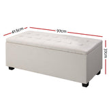 Artiss Large Fabric Storage Ottoman - Beige