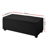 Artiss Large Fabric Storage Ottoman - Black