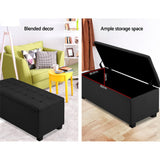 Artiss Large Fabric Storage Ottoman - Black