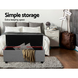 Artiss Large Fabric Storage Ottoman - Light Grey