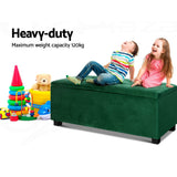 Artiss Storage Ottoman Blanket Box Velvet Foot Stool Rest Chest Couch Toy Green