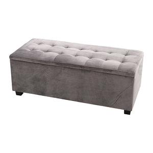 Artiss Storage Ottoman Blanket Box Velvet Foot Stool Rest Chest Couch Toy Grey