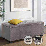 Artiss Storage Ottoman Blanket Box Velvet Foot Stool Rest Chest Couch Toy Grey