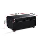 Artiss Faux PU Leather Storage Ottoman - Black