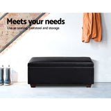 Artiss Faux PU Leather Storage Ottoman - Black