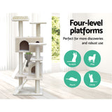 i.Pet Cat Tree 134cm Trees Scratching Post Scratcher Tower Condo House Furniture Wood Beige