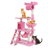 i.Pet Cat Tree 141cm Trees Scratching Post Scratcher Tower Condo House Furniture Wood Pink