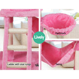 i.Pet Cat Tree 141cm Trees Scratching Post Scratcher Tower Condo House Furniture Wood Pink