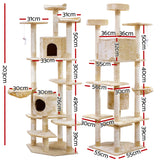 i.Pet Cat Tree 203cm Trees Scratching Post Scratcher Tower Condo House Furniture Wood Beige