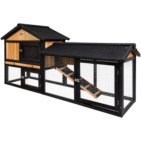 i.Pet Rabbit Hutch Hutches Large Metal Run Wooden Cage Waterproof Outdoor Pet House Chicken Coop Guinea Pig Ferret Chinchilla Hamster 165cm x 52cm x 86cm