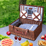 Alfresco 4 Person Picnic Basket Baskets Handle Outdoor Insulated Blanket