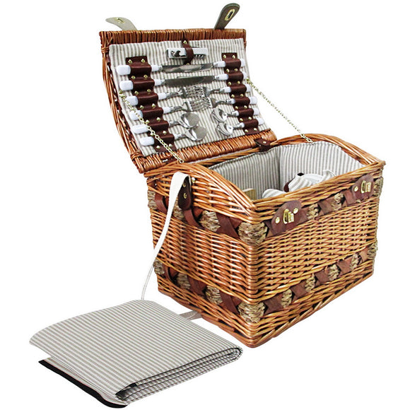 Alfresco 4 Person Picnic Basket Baskets Deluxe Outdoor Corporate Blanket Park