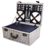 Alfresco 6-Person Picnic Basket Cooler Bag Wicker PU Fastening Straps Plates