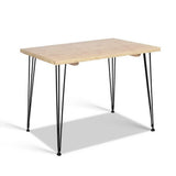 Artiss Dining Table 4 Seater 100 x 65cm Pine Wood Industrial Scandinavian Timber Metal Black Legs Brown Rectangular Tables