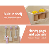 Keezi Kids Wooden Kitchen Play Set - Natural & Pink