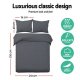 Giselle Bedding Queen Size Classic Quilt Cover Set - Charcoal