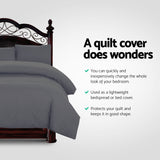 Giselle Bedding Super King Size Classic Quilt Cover Set - Charcoal