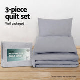 Giselle Bedding Super King Size Classic Quilt Cover Set - Grey