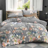 Giselle Bedding Quilt Cover Set Queen Bed Doona Duvet Reversible Sets Flower Pattern Grey