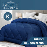 Giselle Bamboo Microfibre Microfiber Quilt 700GSM King Doona All Season Blue