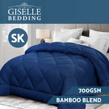 Giselle Bamboo Microfibre Microfiber Quilt 700GSM SK Duvet All Season Warm Blue