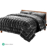 Giselle Bedding Faux Mink Quilt Plush Throw Blanket Comforter Duvet Cover Charcoal Double