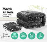 Giselle Bedding Faux Mink Quilt Plush Throw Blanket Comforter Duvet Cover Charcoal Double