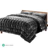 Giselle Bedding Faux Mink Quilt Comforter Throw Blanket Doona Charcoal Queen