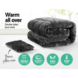 Giselle Bedding Faux Mink Quilt Fleece Throw Blanket Comforter Duvet Charcoal Single