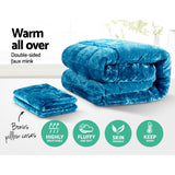 Giselle Bedding Faux Mink Quilt Comforter Duvet Doona Winter Throw Blanket Teal Queen