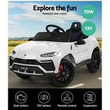 12V Electric Kids Ride On Toy Car Licensed Lamborghini URUS Remote Control White