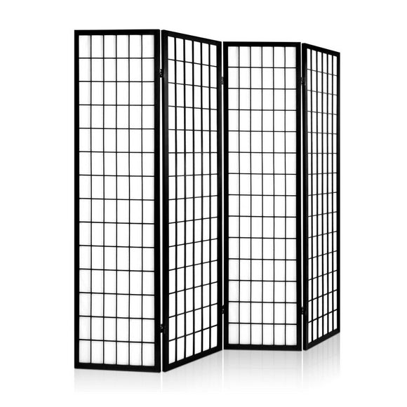 Artiss 4 Panel Wooden Room Divider - Black