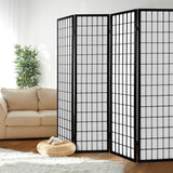 Artiss 4 Panel Wooden Room Divider - Black