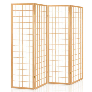 Artiss 4 Panel Wooden Room Divider - Natural