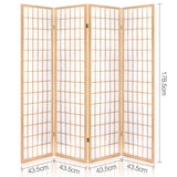 Artiss 4 Panel Wooden Room Divider - Natural