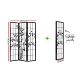 Artiss 3 Panel Room Divider Screen Privacy Dividers Pine Wood Stand Shoji Bamboo Black White