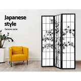 Artiss 3 Panel Room Divider Screen Privacy Dividers Pine Wood Stand Shoji Bamboo Black White