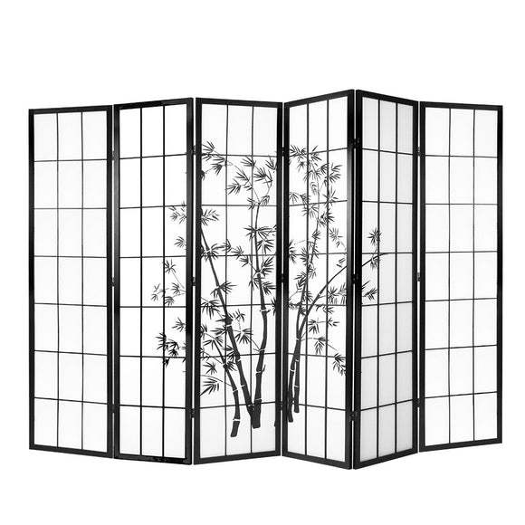 Artiss 6 Panel Room Divider Screen Privacy Dividers Pine Wood Stand Black White