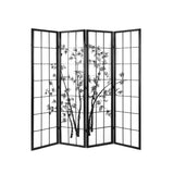 Artiss 4 Panel Room Divider Screen Privacy Dividers Pine Wood Stand Shoji Bamboo Black White